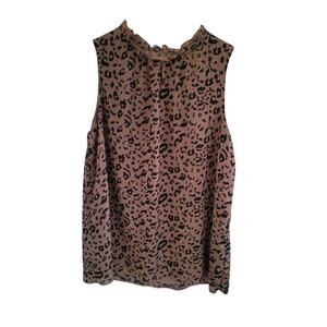 Animal Print Sleeveless Keyhole Top - XL
